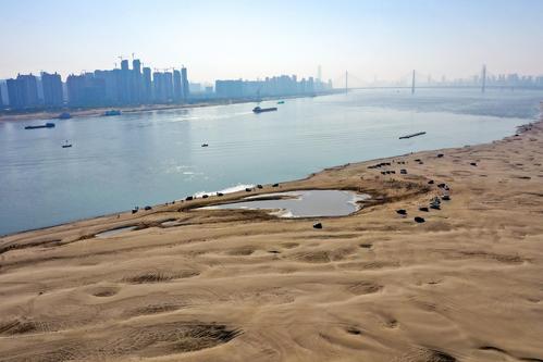 湖北武汉天兴洲现大片沙滩